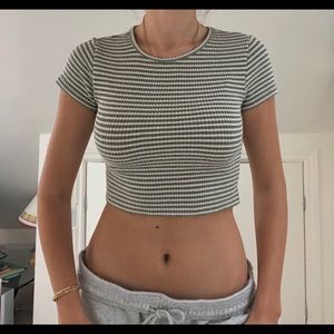 Green and white stripped t shirt